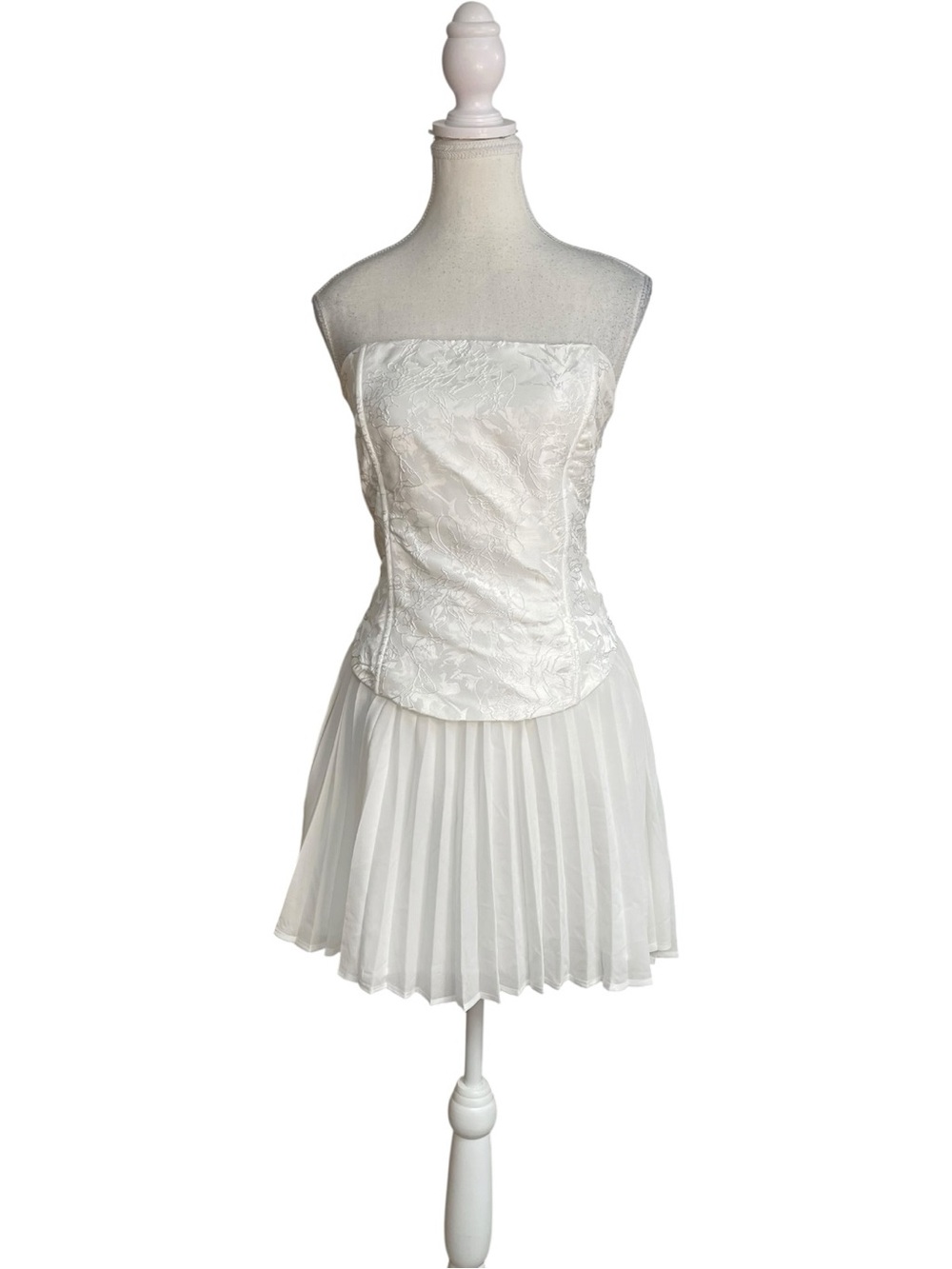 Lulus Laubrey Floral Jacquard Strapless Mini Dress White